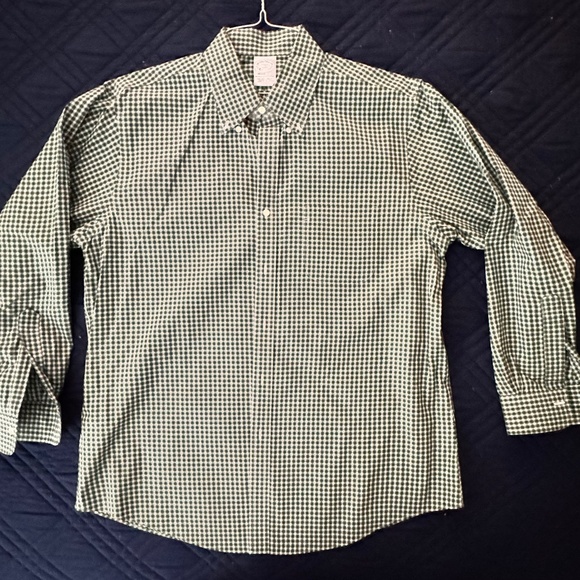 Brooks Brothers Dress Shirt Men's 16 1/2 x 33 Green with White Stripe - Picture 1 of 6